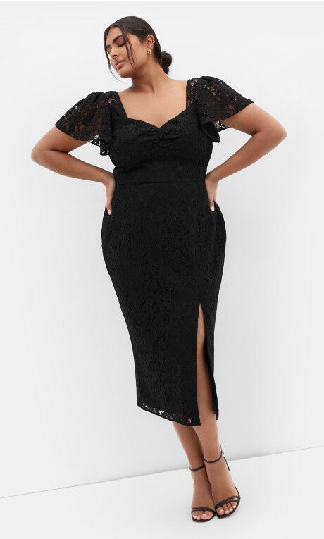 Maisie Lace Midi Dress Black
