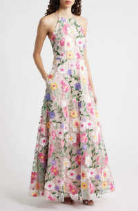 Embroidered Sleeveless Gown