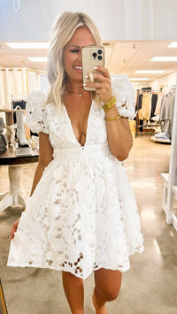 Lace Plunge Neck Dress Medium
