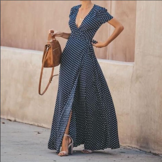 Vici Dress Vici Polka Dot Wrap Dress Color: Blue Size: S