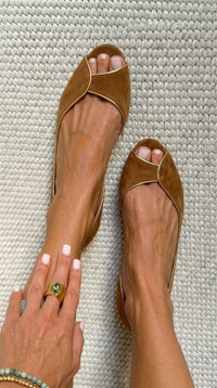 Hetty – Suede Open-Toe D'Orsay Ballet Flats