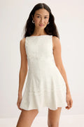 Boat Neck Fit & Flare Mini Dress