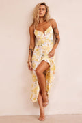 Vintage Summer Midi Dress Yellow