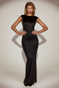 Hivera Twist Back Boat Neck Maxi Dress In Black