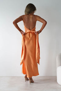 Hermie Silky Satin Maxi Dress Orange