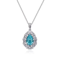 6.2ct Drop Shaped Paraiba-Inspired Necklace