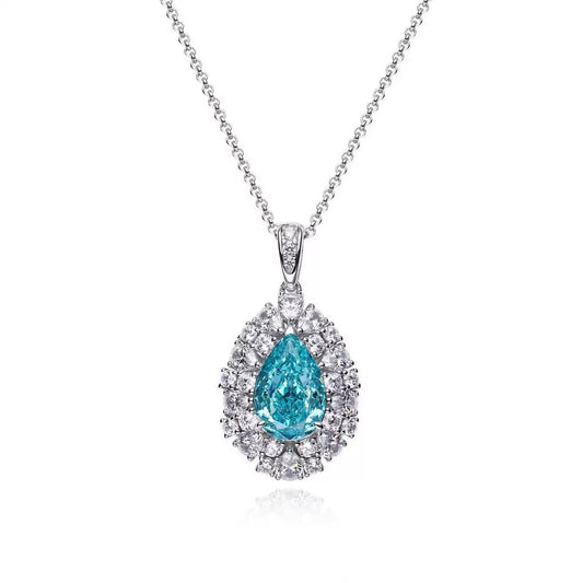 6.2ct Drop Shaped Paraiba-Inspired Necklace