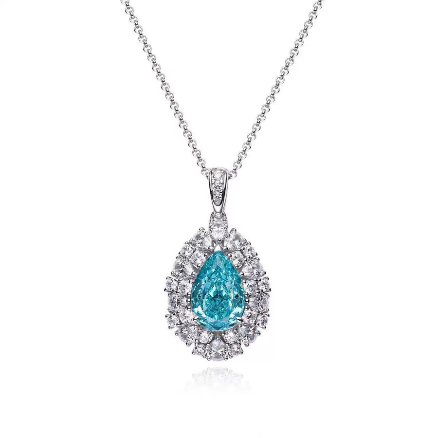 6.2ct Drop Shaped Paraiba-Inspired Necklace