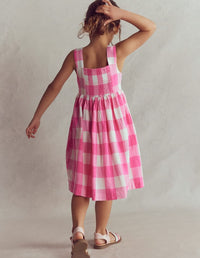 Remy Button Through Dress Pink Punch Gingham