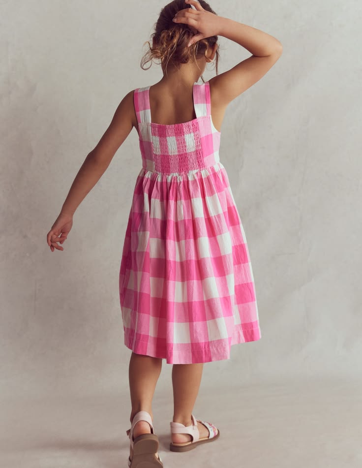 Remy Button Through Dress Pink Punch Gingham