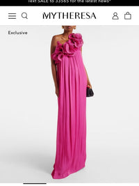 Costarellos Dress One Shoulder Fuchsia Floral Appliqu Maxi Dress