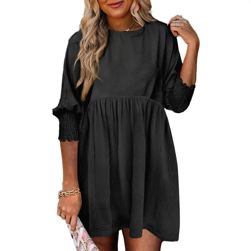 Luna – Casual Loose Fit Short Sleeve Mini Dress