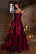 The Avery Dress In Garnet Baroque Floral