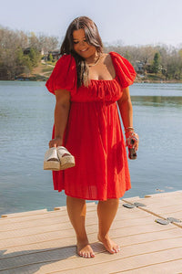 Patio Vibes Eyelet Mini Dress Curves 2Xl Red