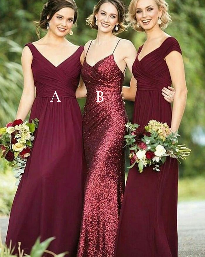 Spaghetti Straps Rose Gold Sequined Mermaid Bridesmaid Dress