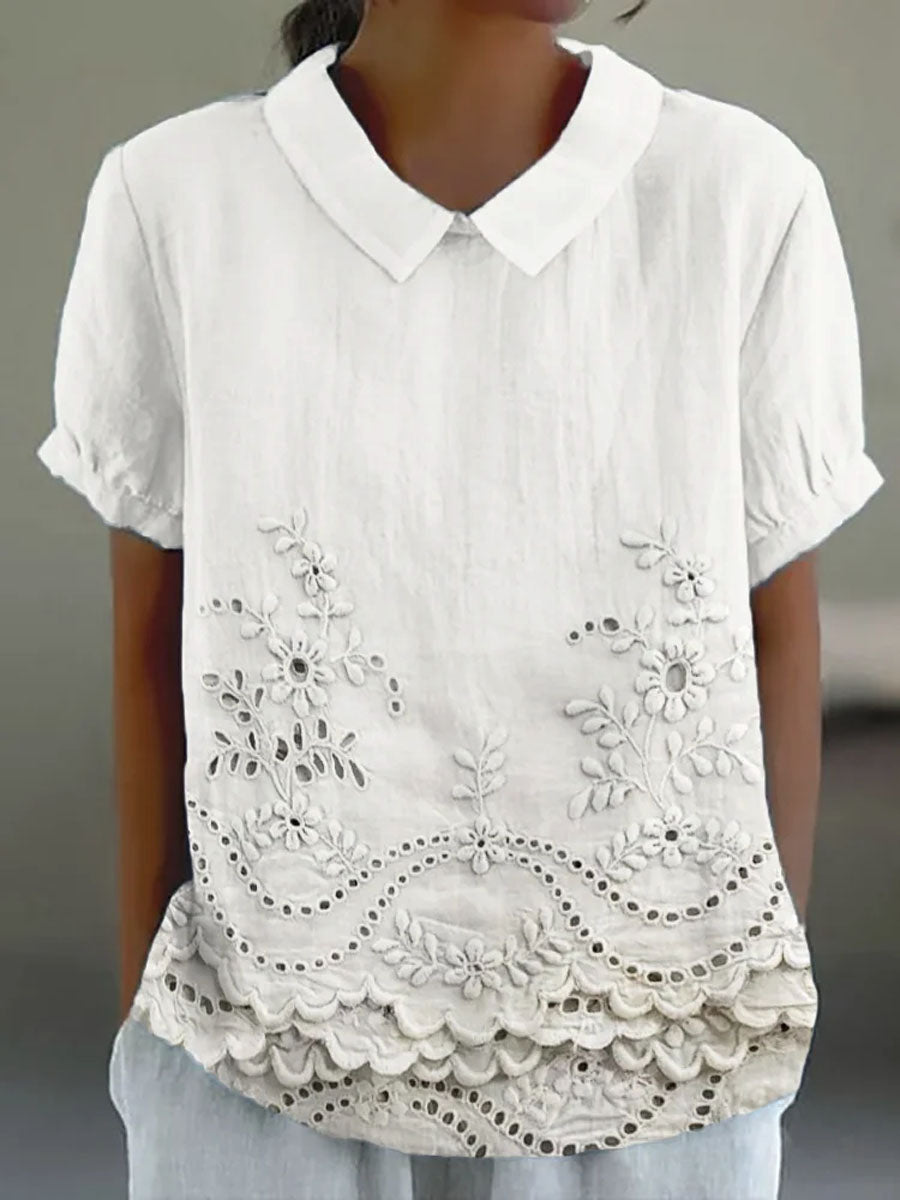 Bea - Floral Embroidered Shirt