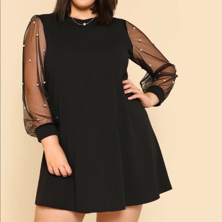 Dress Plus Black Pearl Dress Color: Black Size: 0x