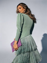 Perry – Elegant Fringe Detail Evening Dress