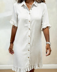 Georgie - Flattering Ruched Denim Dress