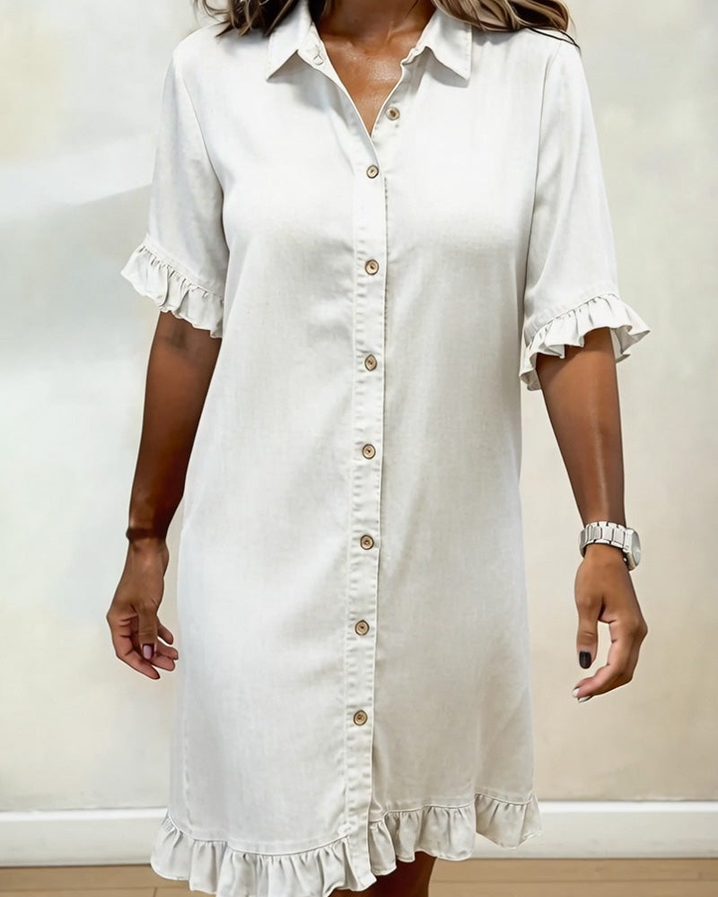Georgie - Flattering Ruched Denim Dress