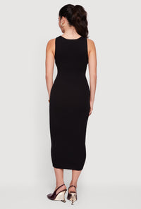 Plunge Neckline Sleeveless Midi Dress