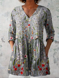Ismerie - Long Blouse with V-Neck