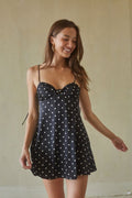 Ilona Polka Dot Mini Dress Black