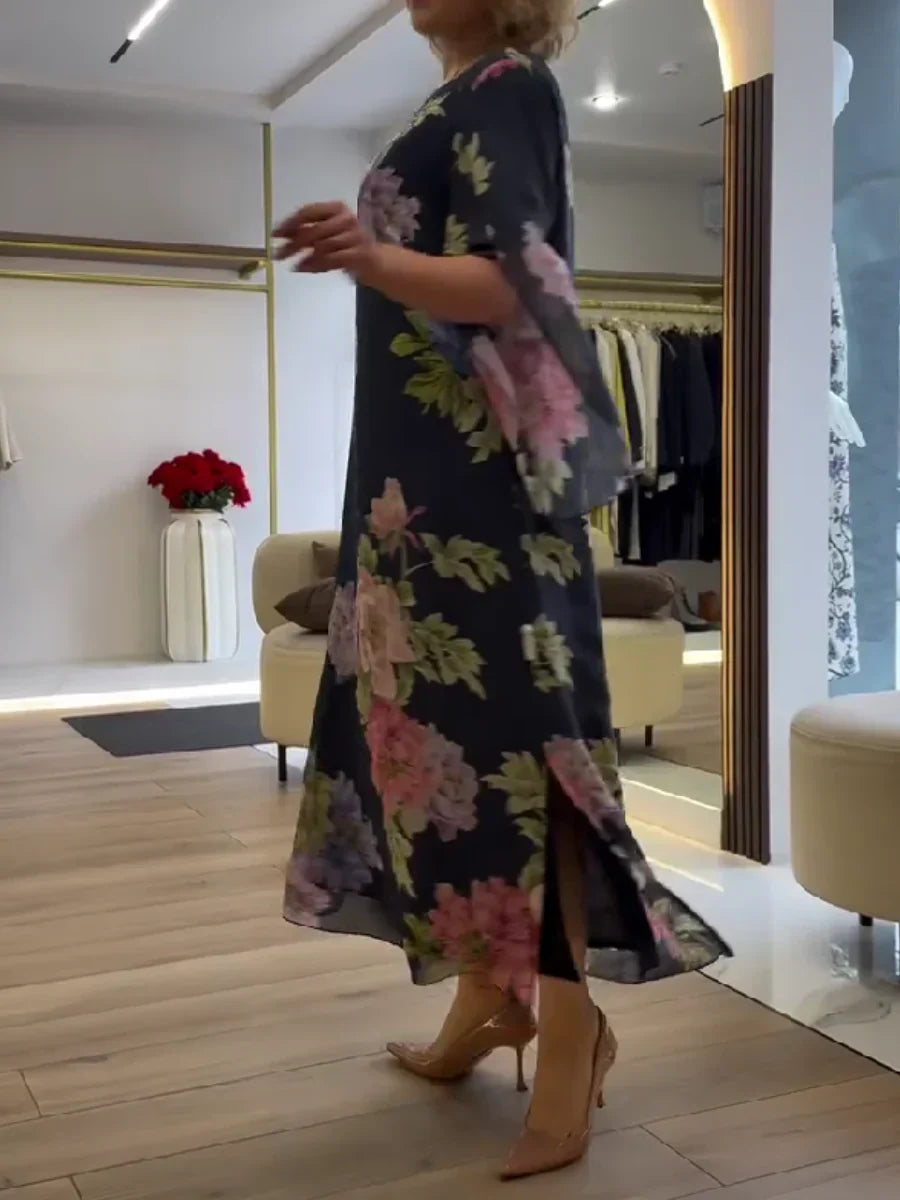 Celeste - Floral Chiffon Maxi Dress