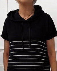 Xanthea - Striped Hooded Everyday Shift Dress
