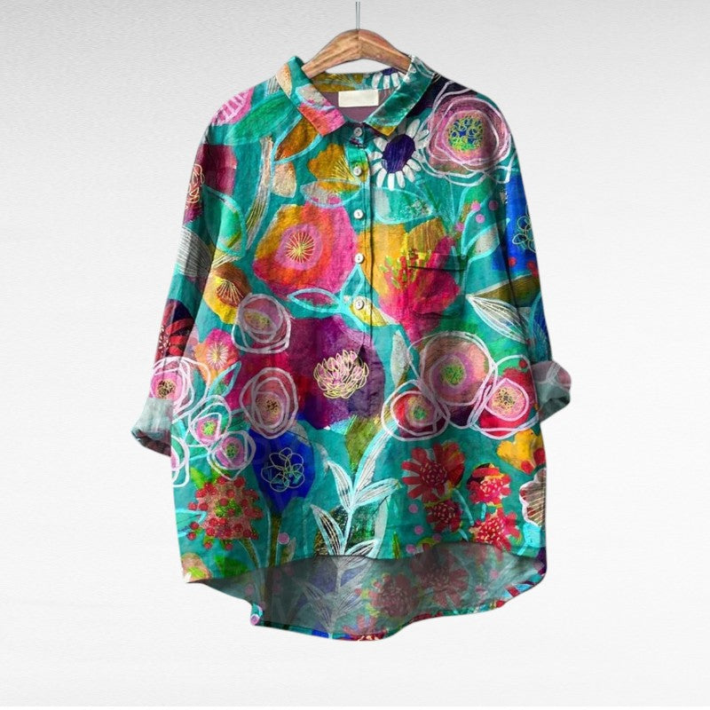 Cerelia - Elegant Linen Summer Blouse