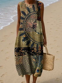 Wendy - Sleeveless Printed Midi Casual Dress