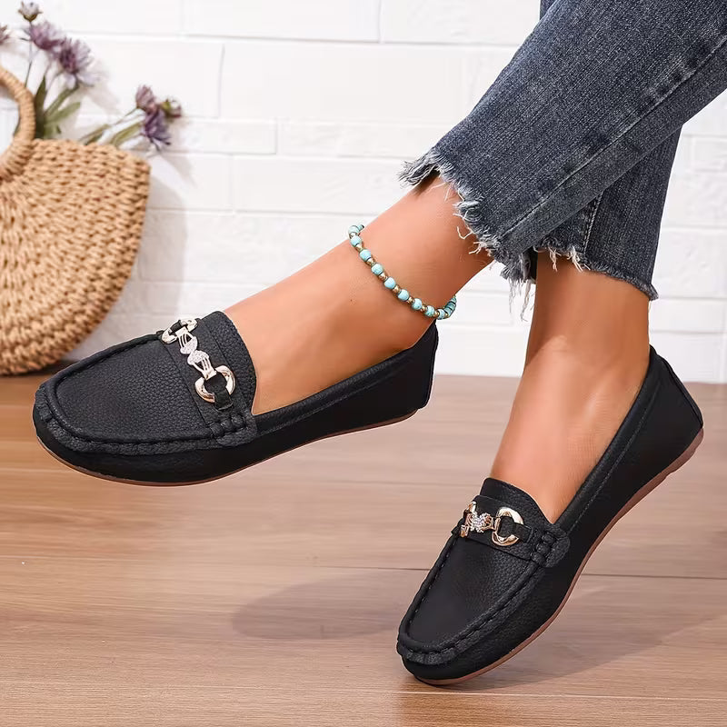 Eponine | Women's Chain Detail Slip-On Loafers