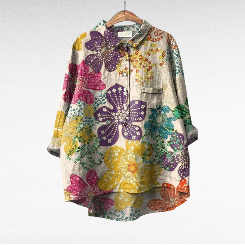 Cerelia - Elegant Linen Summer Blouse