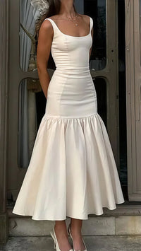 Niulatu Ivory Mermaid Party Dress Long Satin Prom Evening Dress