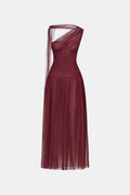 Bordeaux Draped Midi Dress