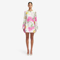 Leo Lin Suzanne Bell Sleeve Mini Dress Floral Pear Print