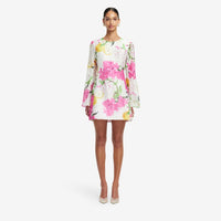 Leo Lin Suzanne Bell Sleeve Mini Dress Floral Pear Print