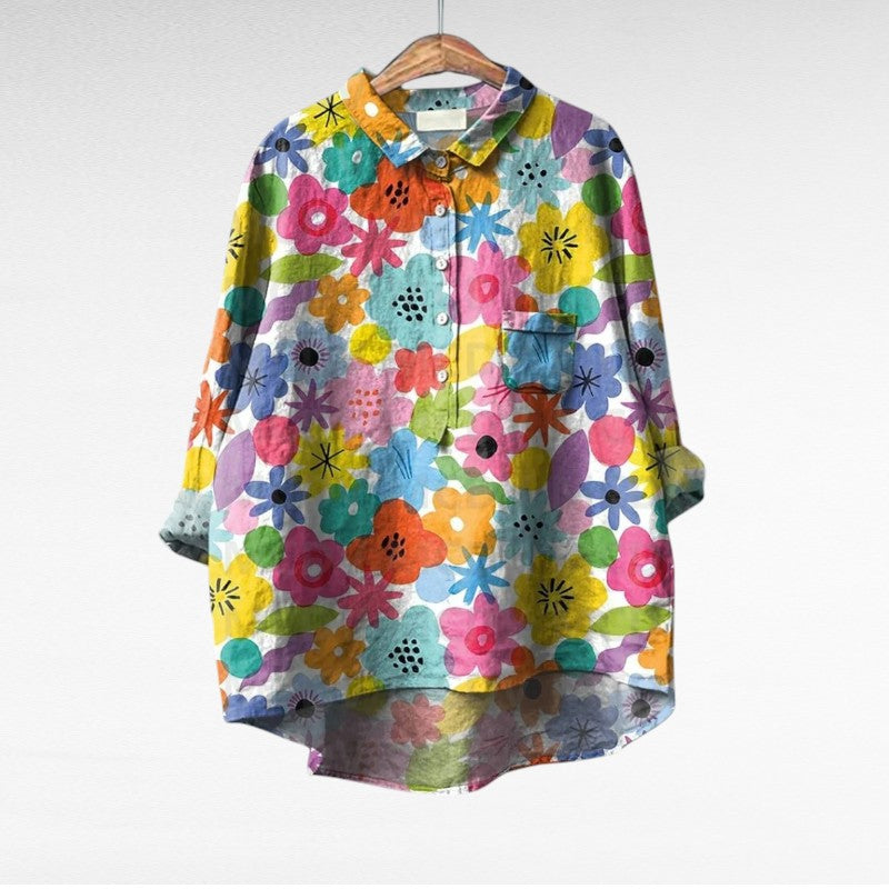 Cerelia - Elegant Linen Summer Blouse