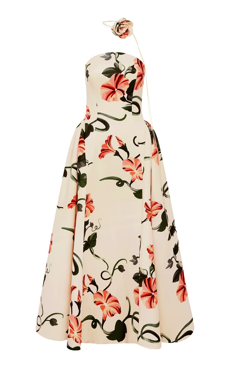 Leo Lin - Violet Floral Crepe Maxi Dress - White - AU 14 - Moda Operandi