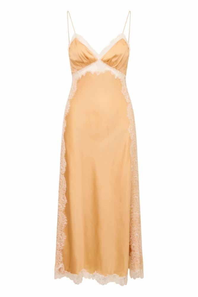 Gold Shia Silk Blend Maxi Dress