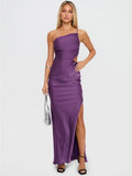 Dress Purple One Shoulder Cutout Gown Color: Purple Size: 2