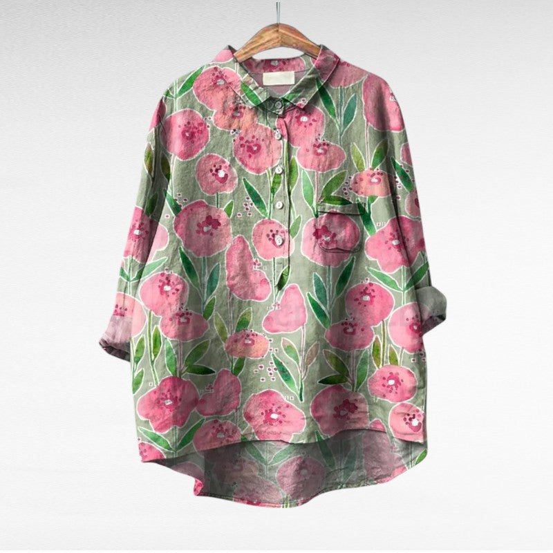 Cerelia - Elegant Linen Summer Blouse