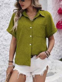 Carly – Relaxed Short Sleeve Button Blouse