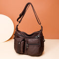 Multi-Pocket Faux Leather Shoulder Bag - Ángela