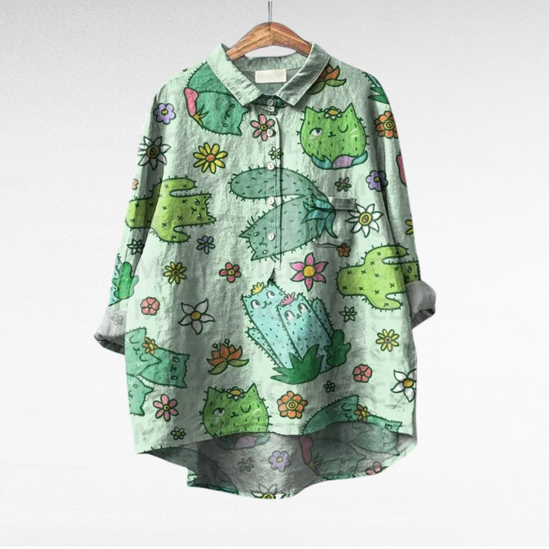 Cerelia - Elegant Linen Summer Blouse