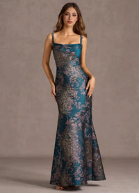 Trinity Teal Floral Maxi Dress
