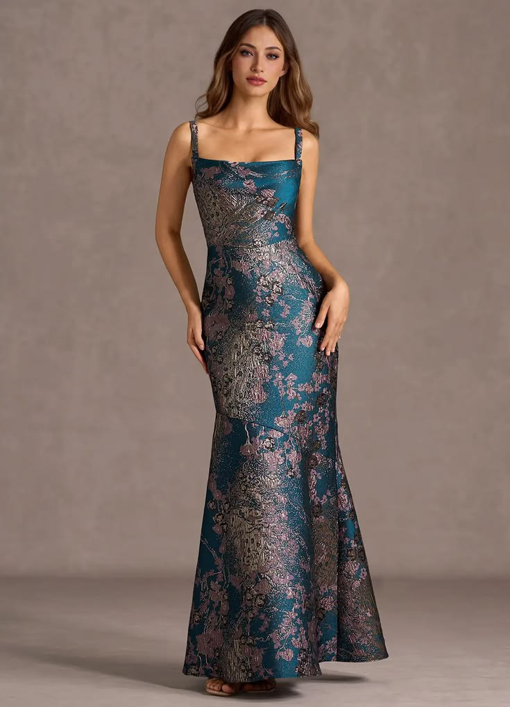 Trinity Teal Floral Maxi Dress