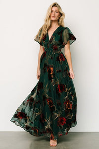 Valen Maxi Dress Jade Multi Burnout Velvet