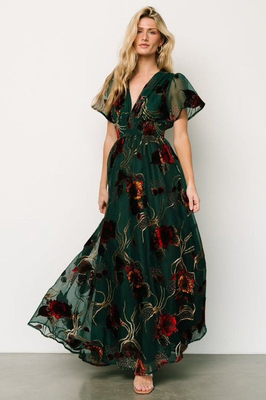 Valen Maxi Dress Jade Multi Burnout Velvet