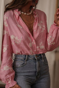 Heidi Floral Ruffle-Sleeve Blouse